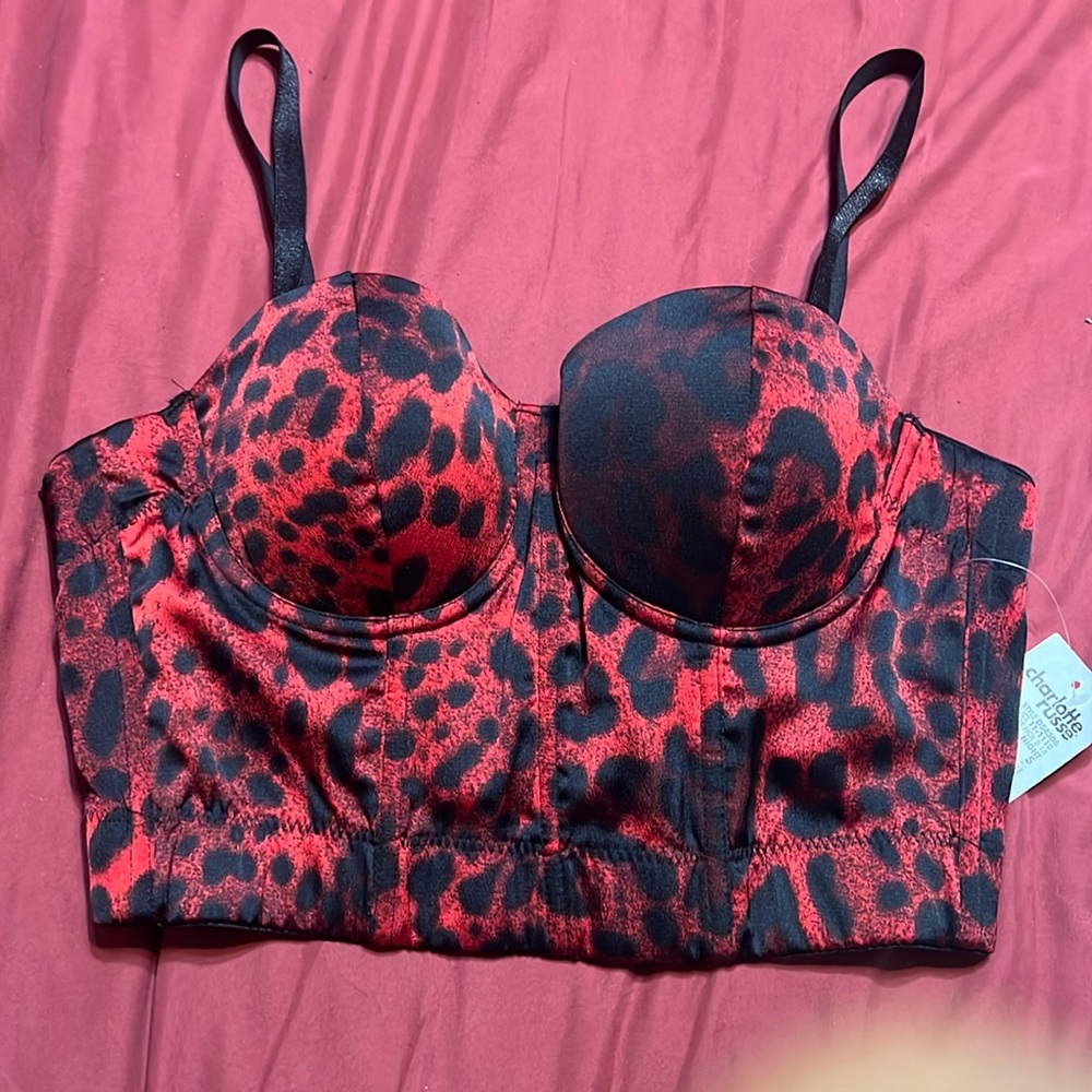 NWT CHARLOTTE RUSSE red & black bustier Size S